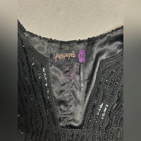 Free People | Black Snake Charmer Sequin Bodycon Dress | Size 0 - Picture 5 of 13